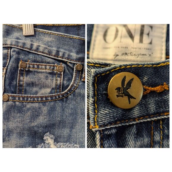 One by One Teaspoon Awesome Baggies Distressed skinny jeans Sz 26 - Picture 7 of 11